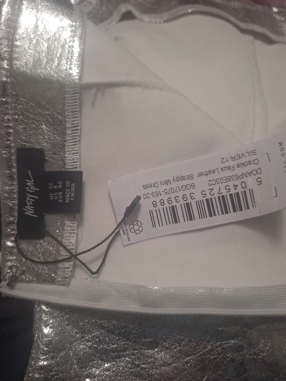 Nasty Gal Metallic Silver Mini Dress